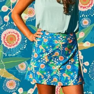 Blue Floral A-Line RipSkirt